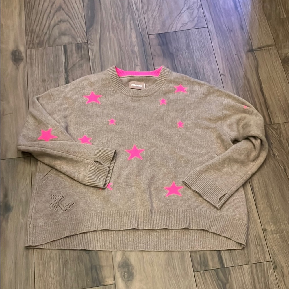 Zadig & Voltaire Beige Sweater with Pink Stars